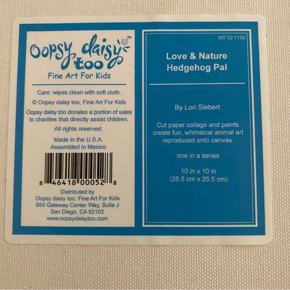 Love & Nature Hedgehog Pal Wall Art 10x10 - Picture 5 of 9